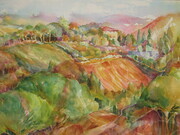 Memories of Tuscany, Watercolour, 26x26 framed SOLD